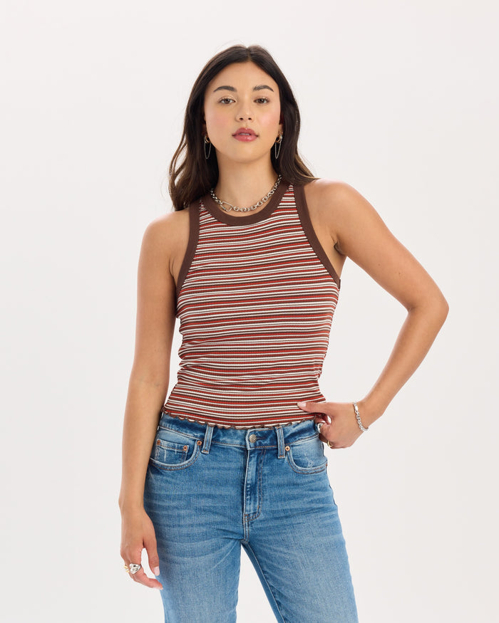 Astra Racerback Tank Top in Desert Stripe