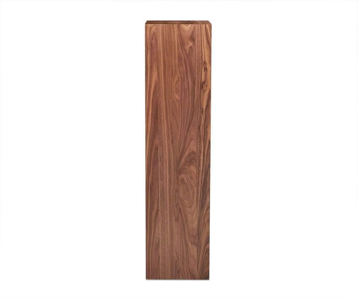 A tall, rectangular Asua 47″ Hanging Bookcase with a natural walnut veneer grain pattern, standing upright against a plain white background.