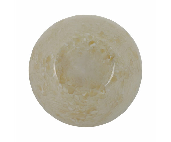 Round, cream-colored Aurora Bowl with a marbled pattern, viewed from directly above against a white background—an elegant centerpiece designed to enhance your interior ambiance.