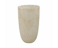 The Aurora Vase, a tall cylindrical vessel in cream with a marbled texture, is displayed against a plain white background.