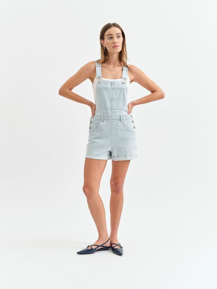 Baby Blues Short Overalls in Blue Bell Stripe
