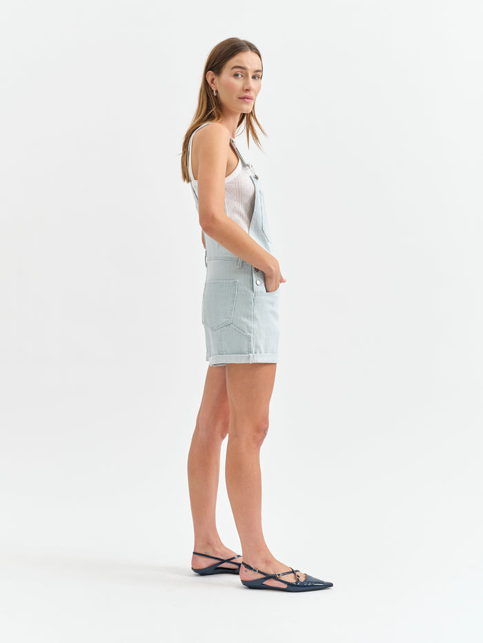 Baby Blues Short Overalls in Blue Bell Stripe