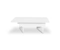 The Batia Coffee Table, featuring a modern white rectangular marble top with curved edges and open geometric legs, is displayed against a plain white background.