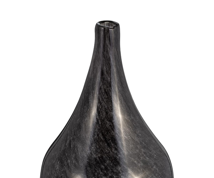 A close-up of the neck and opening of the Blue Nebula Vase reveals its glossy, reflective surface against a white background. This elegant vase features a blue ombre design, exemplifying meticulous craftsmanship and highlighting the allure of hand-finished glass.