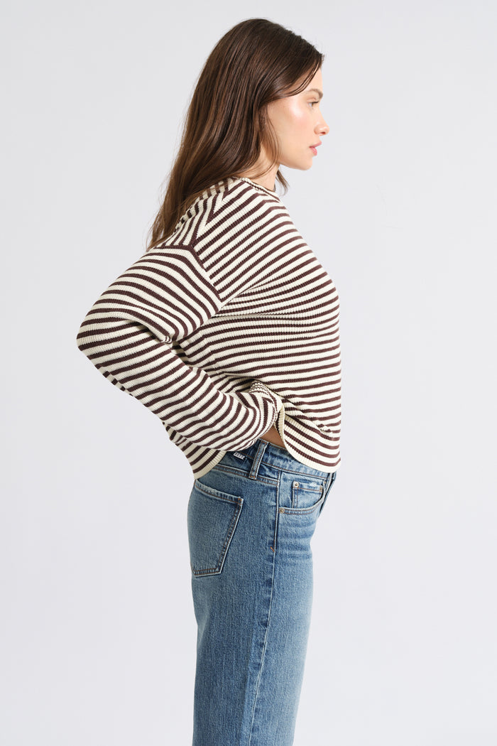 Carlyle Everyday Crewneck in Chocolate Stripe