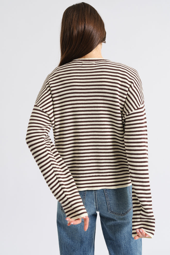 Carlyle Everyday Crewneck in Chocolate Stripe