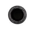 Top view of an empty, round Chisled Black Small Vase with a glossy black finish and gray speckles, set against a white background.