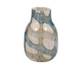 The Coastal Agate Vase, in a Blue/Multi color palette, showcases a marbled pattern and rounded silhouette. Its narrow opening and glossy finish make it an elegant accent piece that stands out beautifully against a white background.