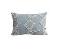 A rectangular Constellation Lumbar Pillow Cover in light blue, featuring a textured cream and blue geometric pattern across the front, photographed on a white background.