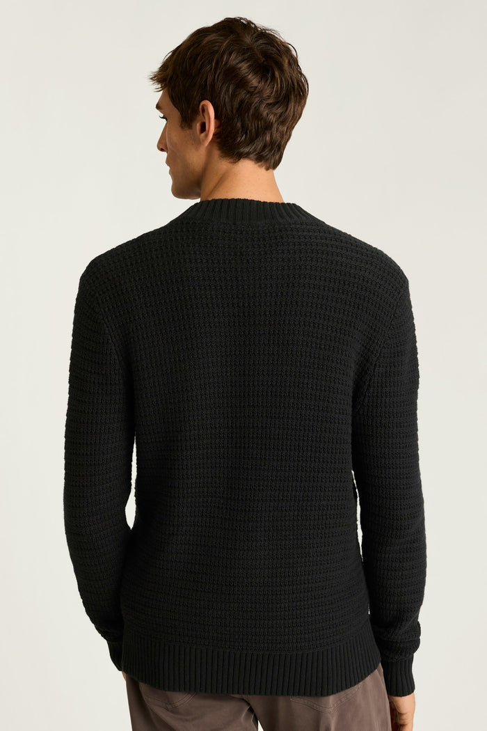 Cotton Cashmere Henley Sweater - black