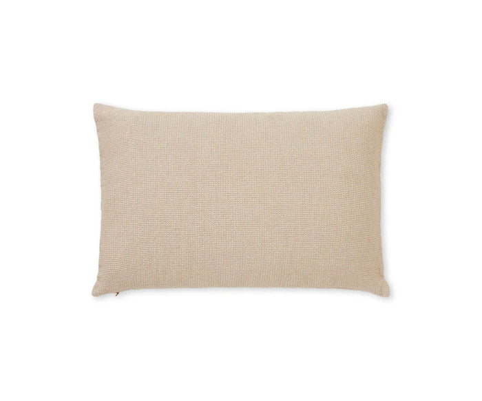 The Daisy Cushion Cover in Daisy Camel is a rectangular pillow cover crafted from textured fabric with an organic cotton surface, displayed against a plain white background.