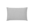 Introducing the Daisy Cushion Cover in Daisy Gray—a rectangular pillow case featuring a textured, knitted fabric. Shown against a plain white background, this cover is crafted from organic cotton to offer both comfort and sustainability.