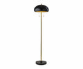 The Darius Floor Lamp in gold and black features a round black base, a slender gold pole, and a black dome-shaped metal shade with two pull chains hanging beneath it—this striking mid-century design brings timeless elegance to any space.