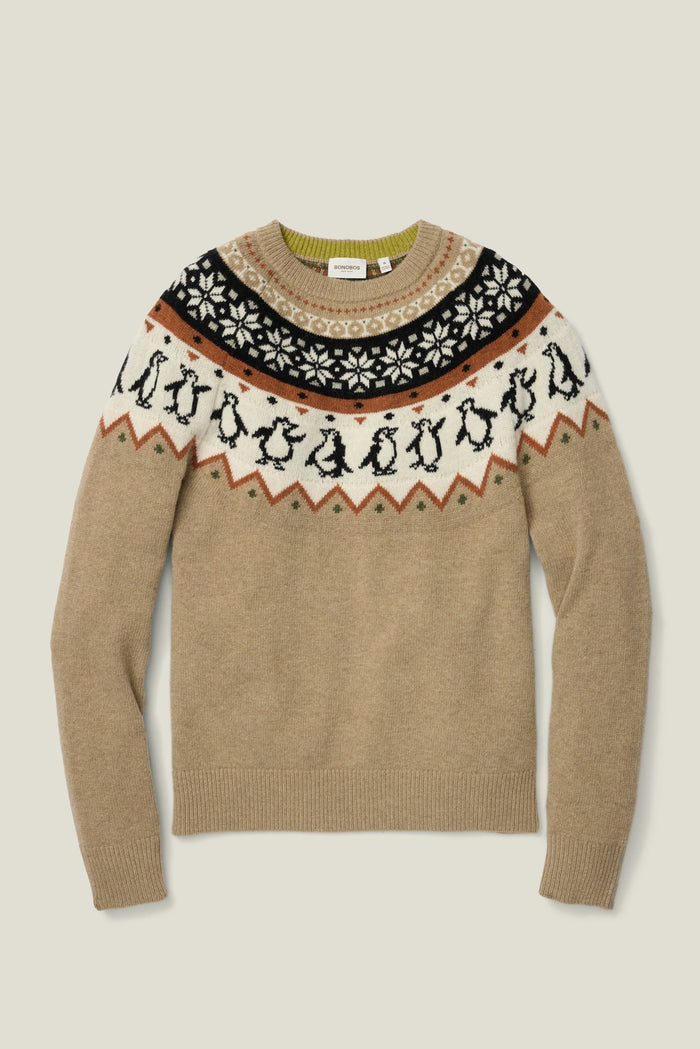 Disco Penguin Fair Isle Sweater - winter white multi
