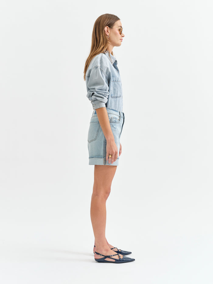 Easy Rider Mid Rise Short in Dew Drop
