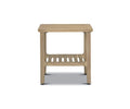 The Eckler End Table in Havana Grey features a square top, a lower slatted shelf, and simple straight legs for a minimalist look. Shown against a white background.