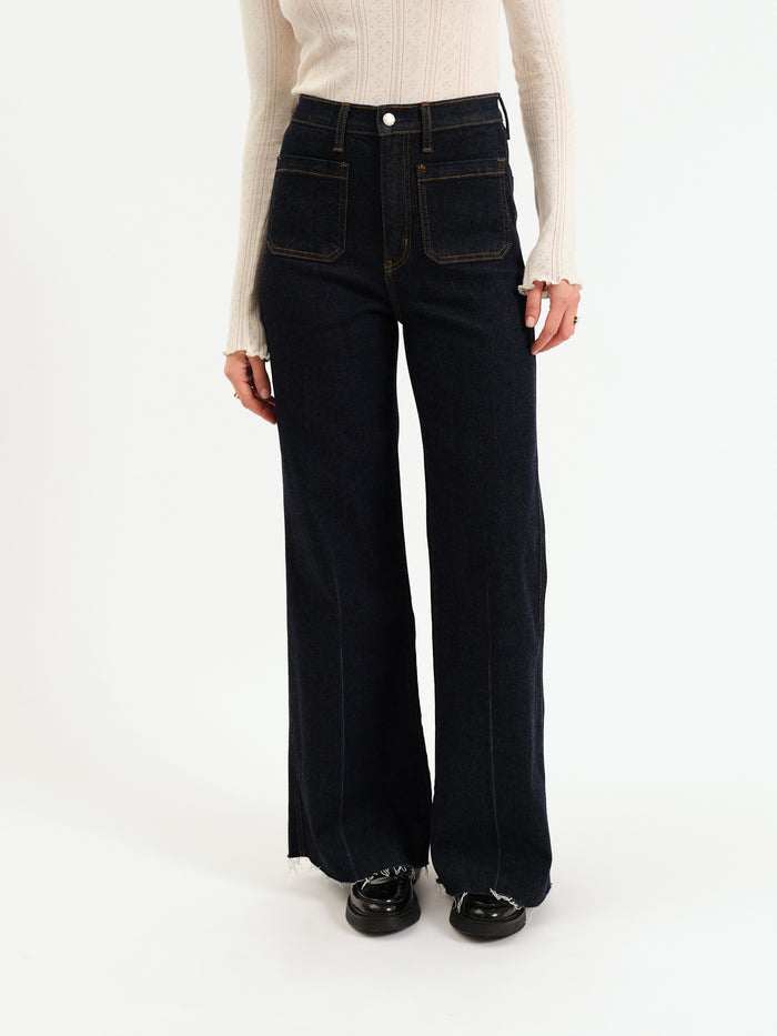 Far Out High Rise Wide Leg in Rinse