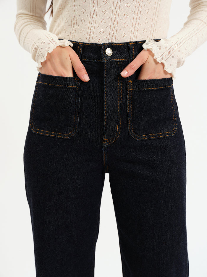 Far Out High Rise Wide Leg in Rinse
