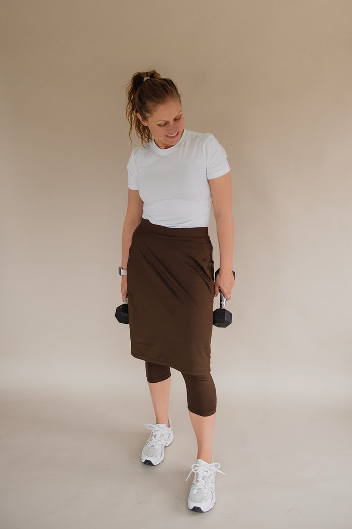 Final Sale 3/4 Length Athletic Skirt - Chocolate