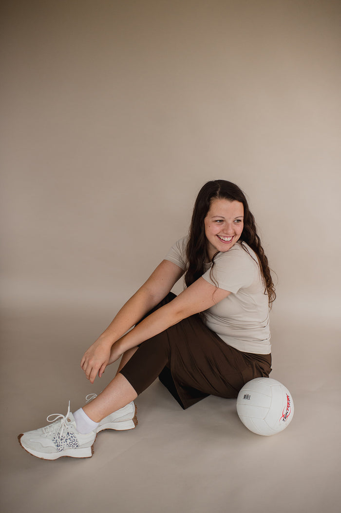 Final Sale 3/4 Length Athletic Skirt - Chocolate