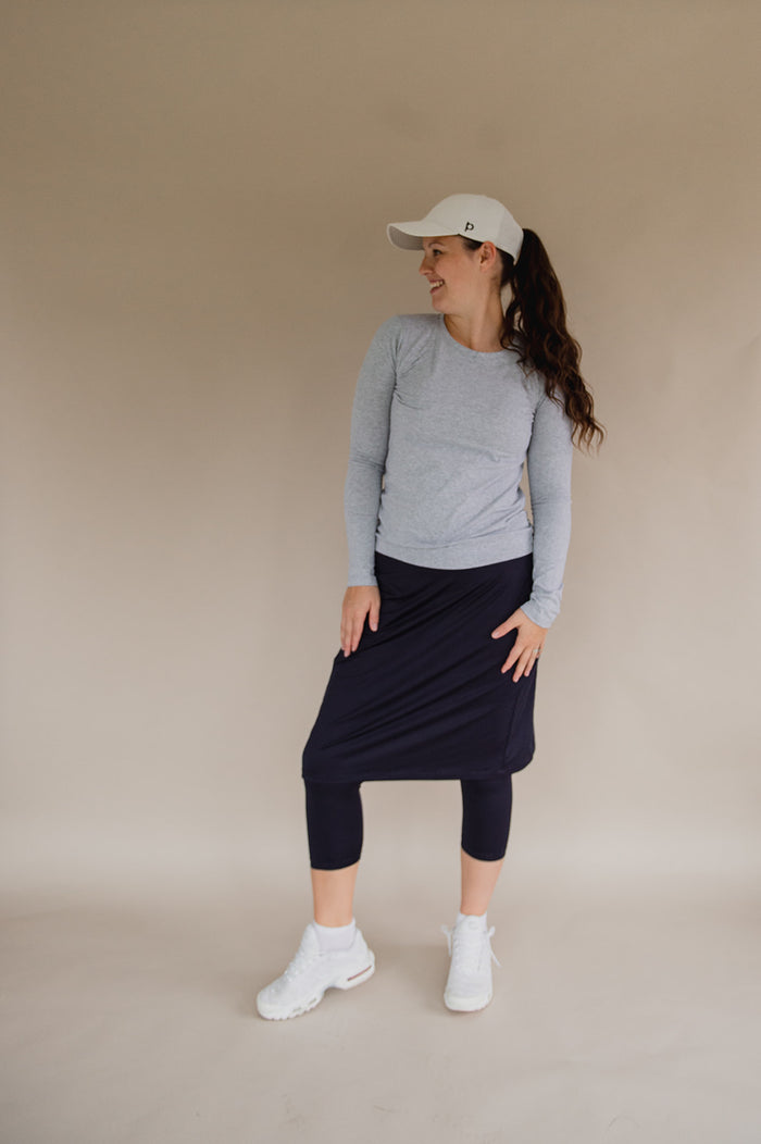 Final Sale 3/4 Length Athletic Skirt - Navy