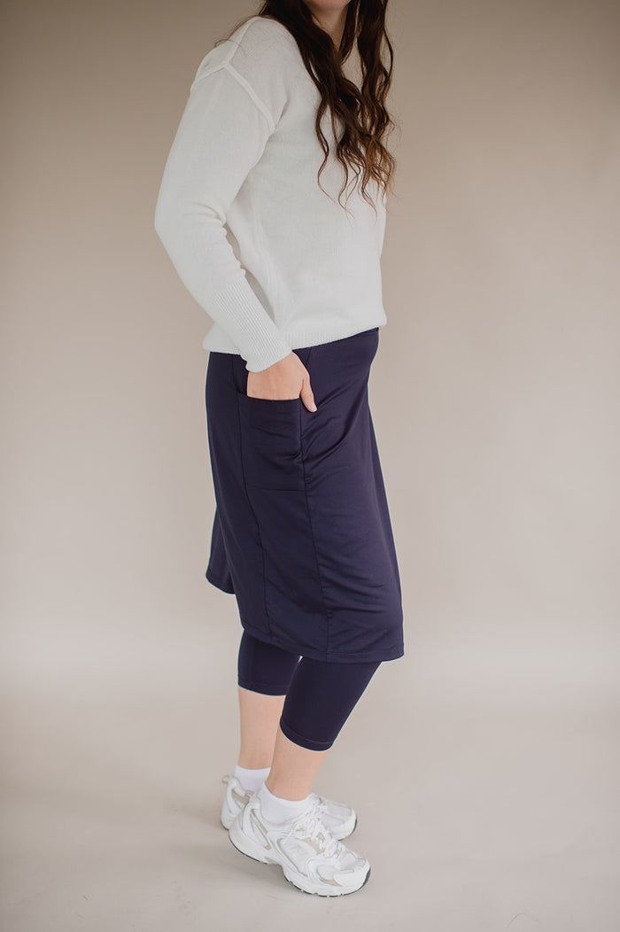 Final Sale 3/4 Length Athletic Skirt - Navy