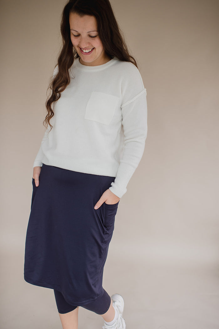 Final Sale 3/4 Length Athletic Skirt - Navy