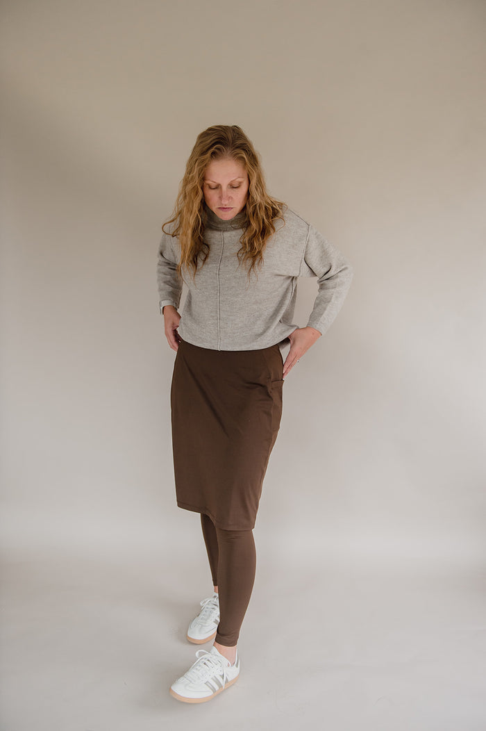 Final Sale Ankle Length Athletic Skirt - Chocolate