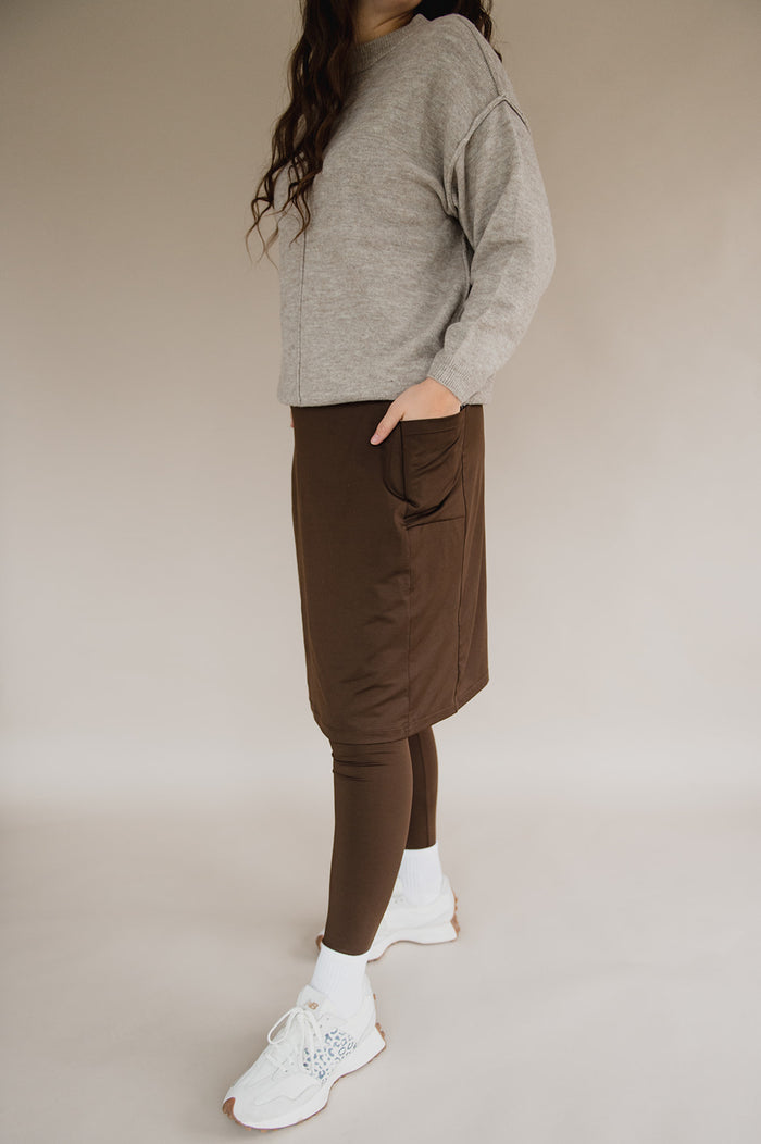 Final Sale Ankle Length Athletic Skirt - Chocolate