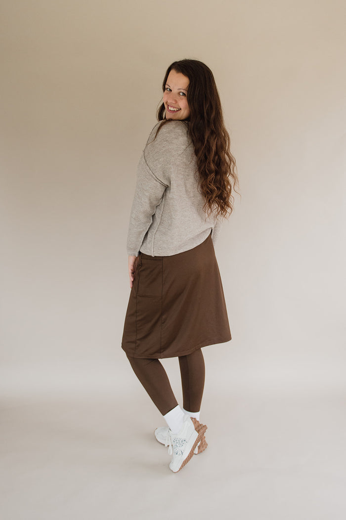 Final Sale Ankle Length Athletic Skirt - Chocolate