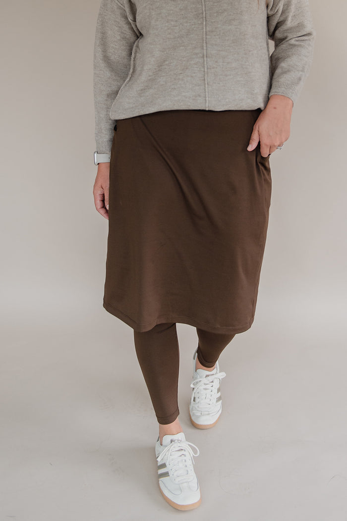 Final Sale Ankle Length Athletic Skirt - Chocolate