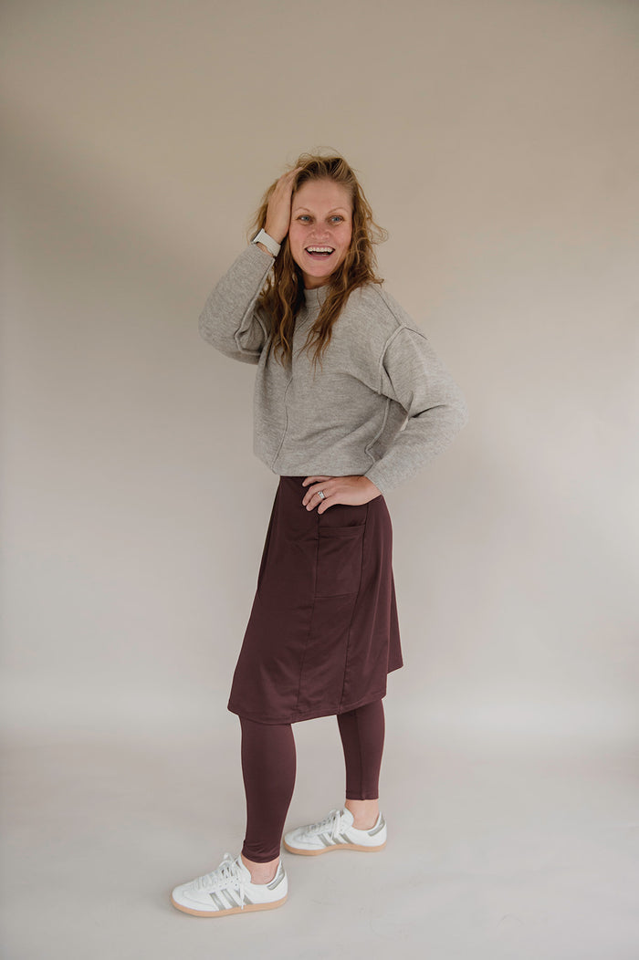 Final Sale Ankle Length Athletic Skirt - Plum