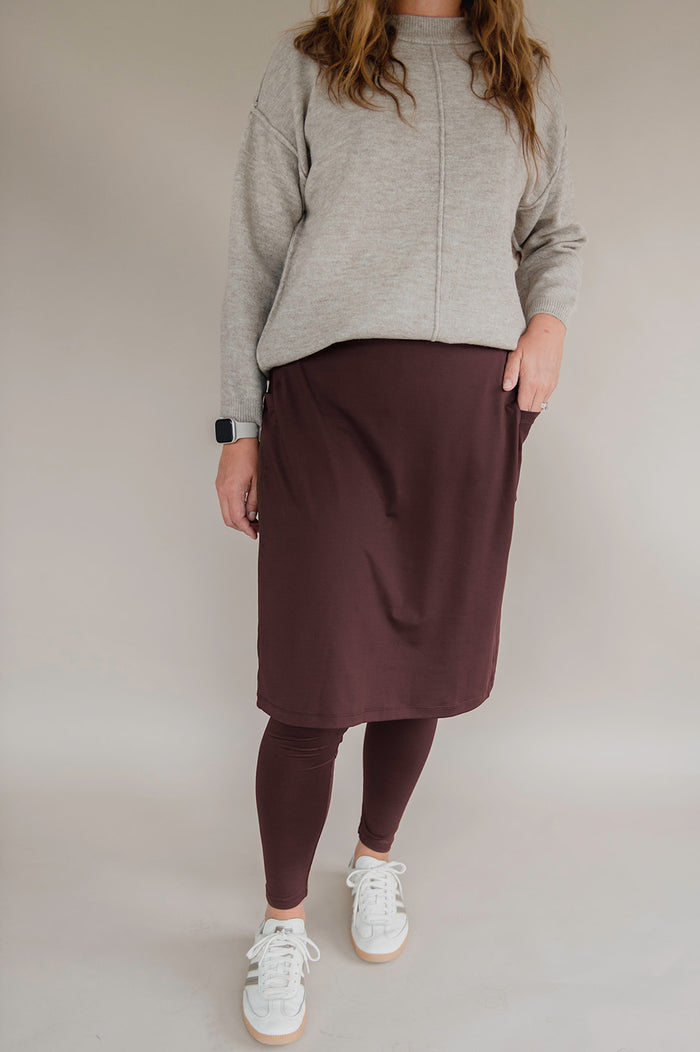 Final Sale Ankle Length Athletic Skirt - Plum