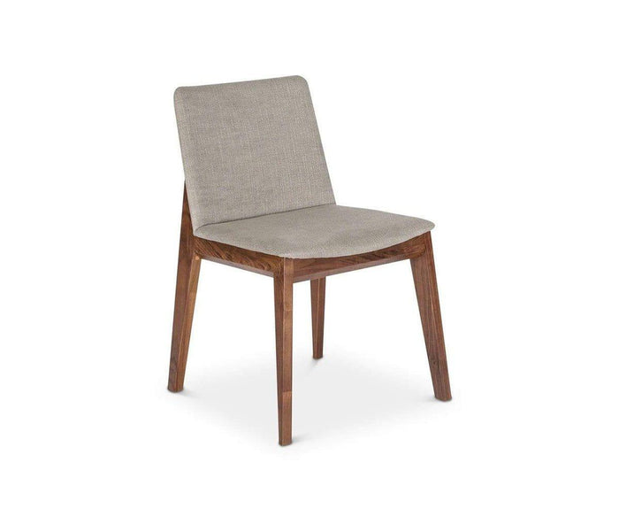 Fuchsia Dining Chair with light gray fabric seat and backrest, wooden legs, and a minimalist design, photographed against a plain white background.