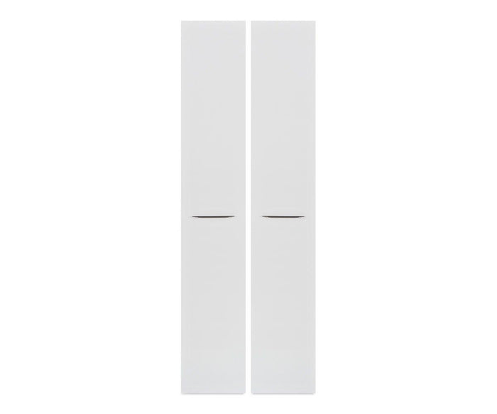 Two Gammel High Bookcase Door Sets in WHITE, featuring a tall rectangular design with minimalist horizontal handles near the center and sleek white high-gloss doors, are placed side by side against a plain white background.