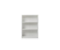 The Gammel Low Bookcase - White is a rectangular bookshelf with three shelves, featuring a sleek white finish and upright design—an ideal eco-friendly storage solution for a modern workspace.