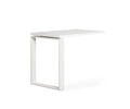The Gammel Return Desk - White features a modern, minimalist design with a rectangular top and an open, geometric base that forms an L-shaped profile. Contemporary and eco-friendly, it functions perfectly as a stylish desk extension.