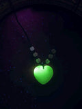 Glowing Heart Necklace | Green Fluorescent Love Pendant | Glows In The Dark | Beautiful Phosphorous Jewelry
