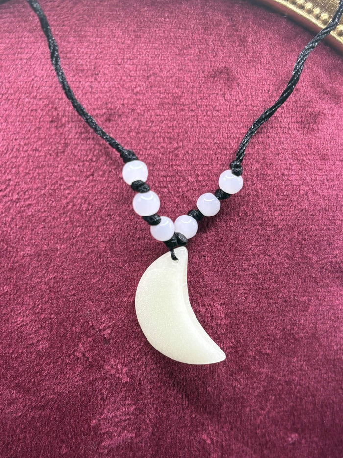 Glowing Moon Necklace | Green Fluorescent Night Pendant | Glows In The Dark | Beautiful Phosphorous Jewelry
