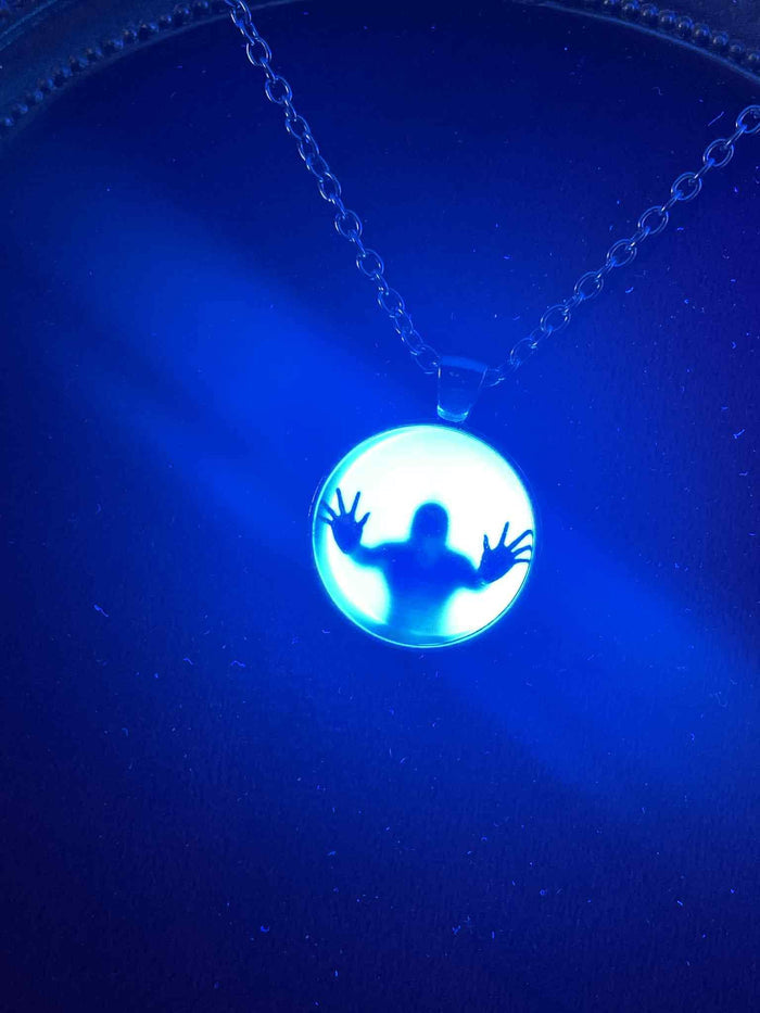 Glowing Round Picture Necklace | Green Luminous Pendant | Glow in Dark