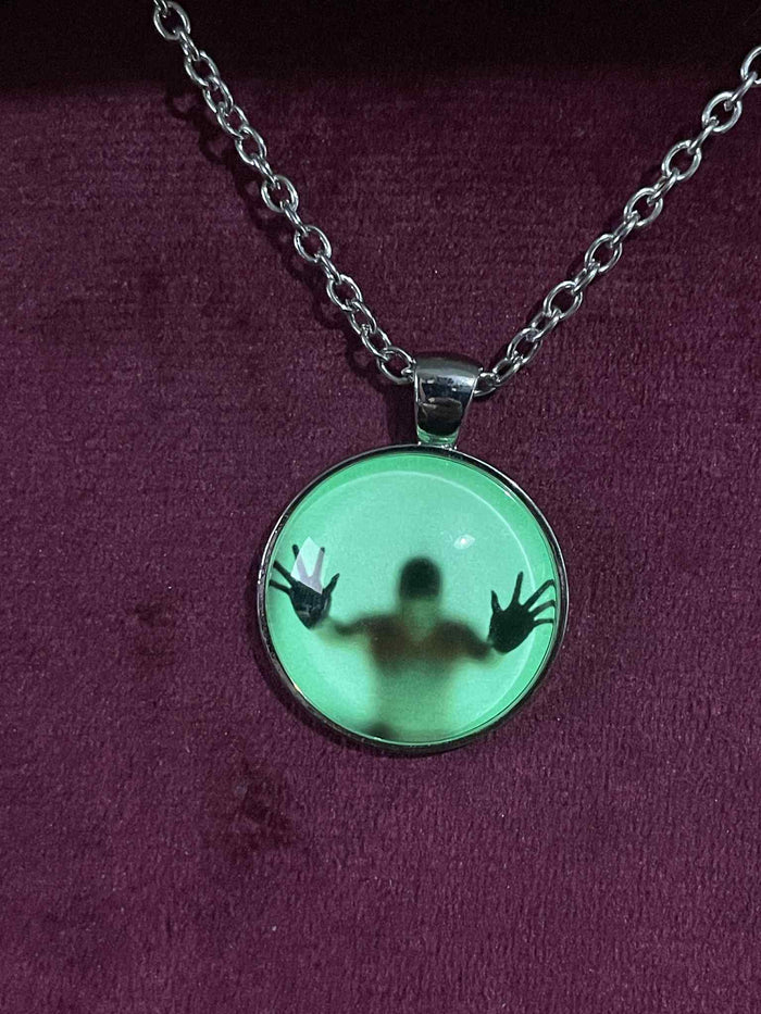 Glowing Round Picture Necklace | Green Luminous Pendant | Glow in Dark