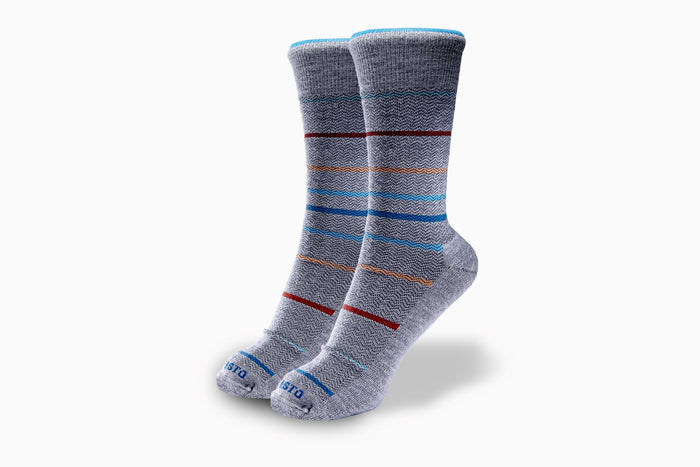 Herringbone Stripe Sock - Lt Grey