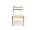 The Jake Dining Chair, shown in Oak/Rope, features a simple wooden frame with two horizontal slats on the backrest in a classic ladder back style and a woven rope seat, displayed from the front against a white background.