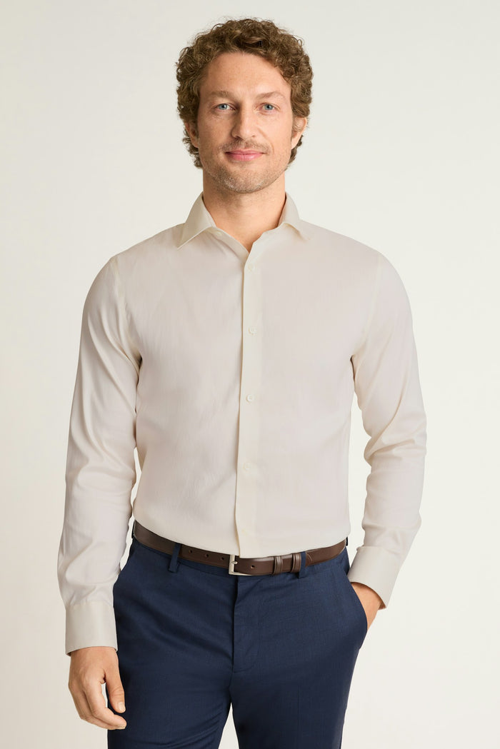 Jetsetter Stretch Dress Shirt - ivory herringbone