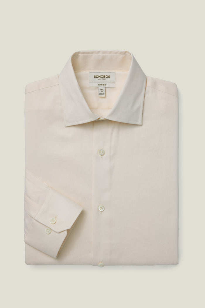 Jetsetter Stretch Dress Shirt - ivory herringbone