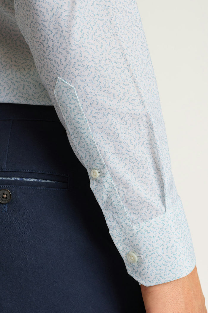 Jetsetter Stretch Dress Shirt - blue swimming sharks