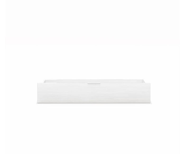 A Knox Storage Drawer in White High Gloss featuring a minimalist flat front and handle, photographed against a plain white background.