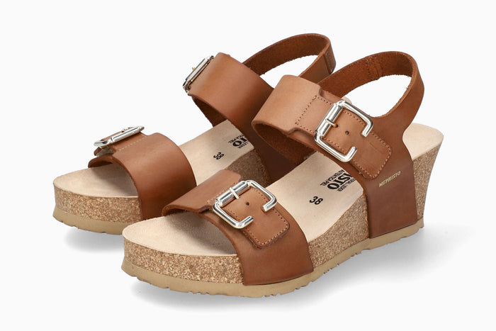 Lissandra Mephisto Women's Wedge Sandals Camel Full Pair