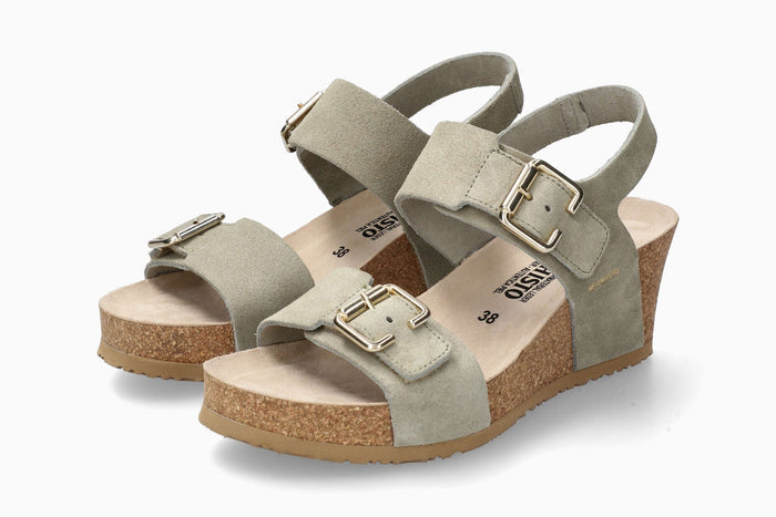 Lissandra Mephisto Women's Wedge Sandals Light Khaki Full Pair