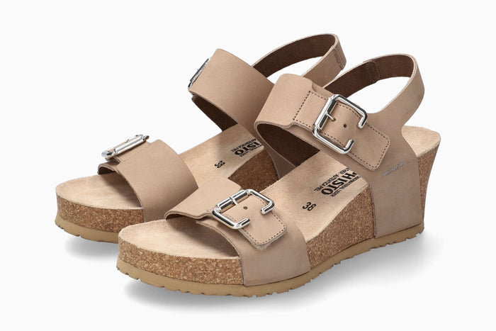 Lissandra Mephisto Women's Wedge Sandals Light Taupe Full Pair